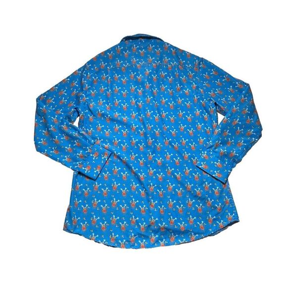 Simon Banks Shirt mens large Birds Reindeer long sleeve blue Festive Christmas - Picture 2 of 6
